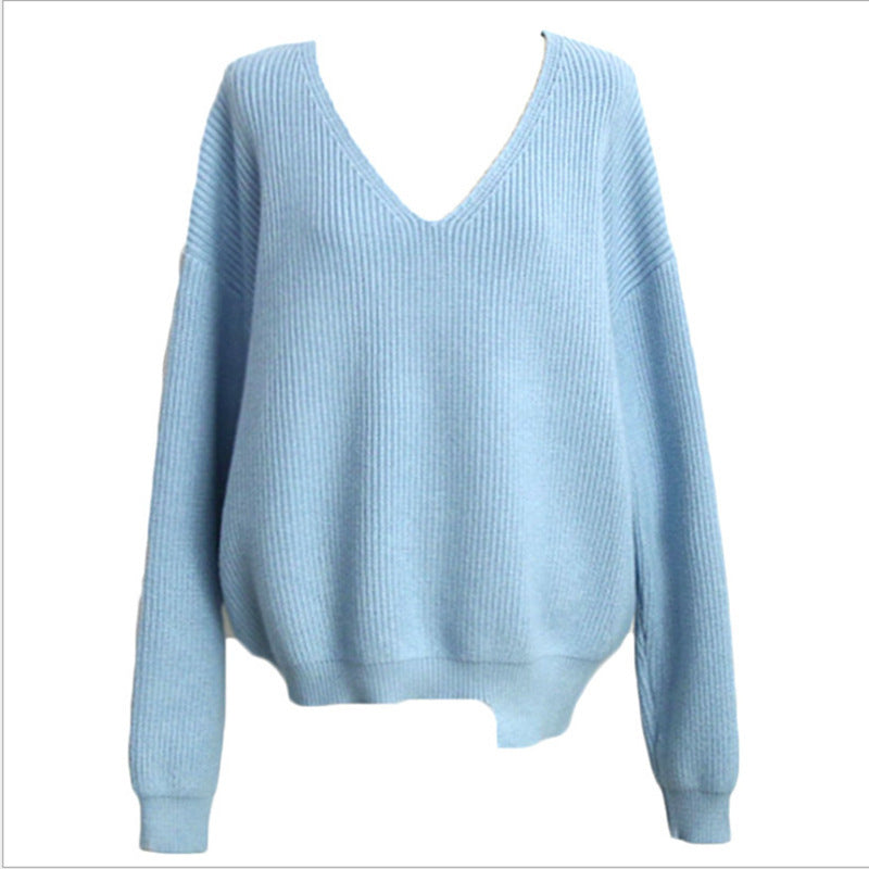 Kvinders afslappede V-hals sweater med brede ærmer og tekstureret stof Stilla