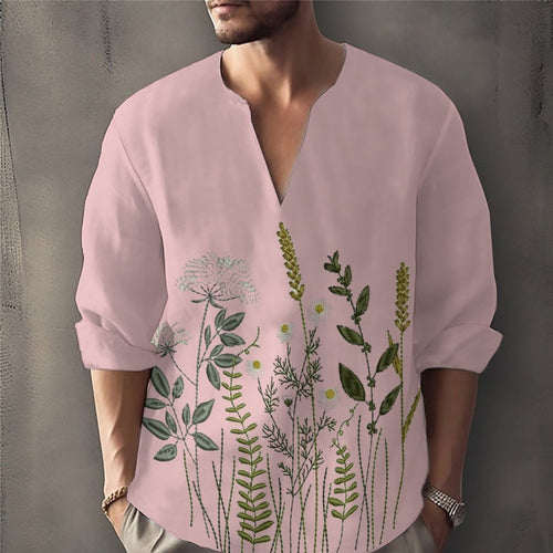 Herre afslappet skjorte med kunstnerisk blomsterdesign Stilla
