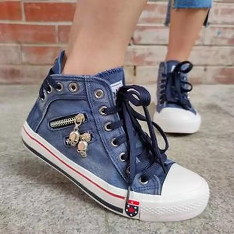 Dame Høje Sneakers i moderne Used-Look med fashionable lynlåsdetaljer Stilla