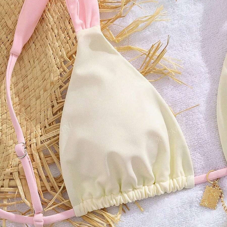 Dame Triangel-Bikini-Sæt med justerbare stropper og elegante accenter Stilla