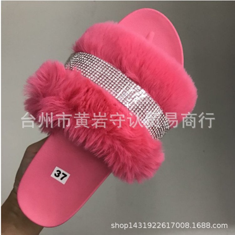 Dame Fuzzy Remsandaler med Glitteraccentuer Stilla