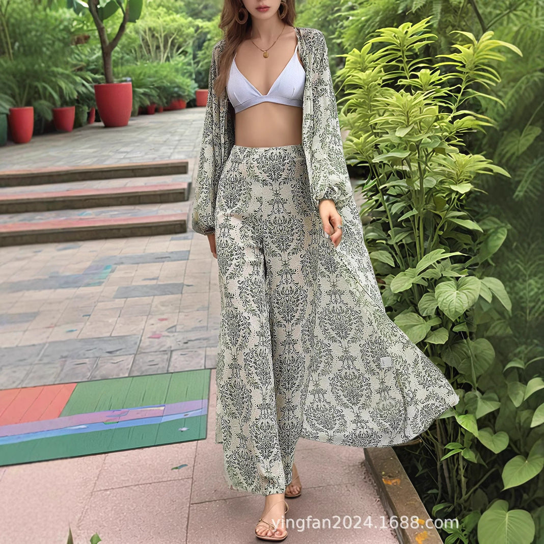 Dame Floral Print Resort Sæt Stilla