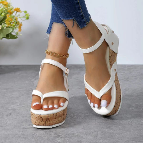 Dame kile-sandaler med elastisk remdesign og korklignende sål Stilla