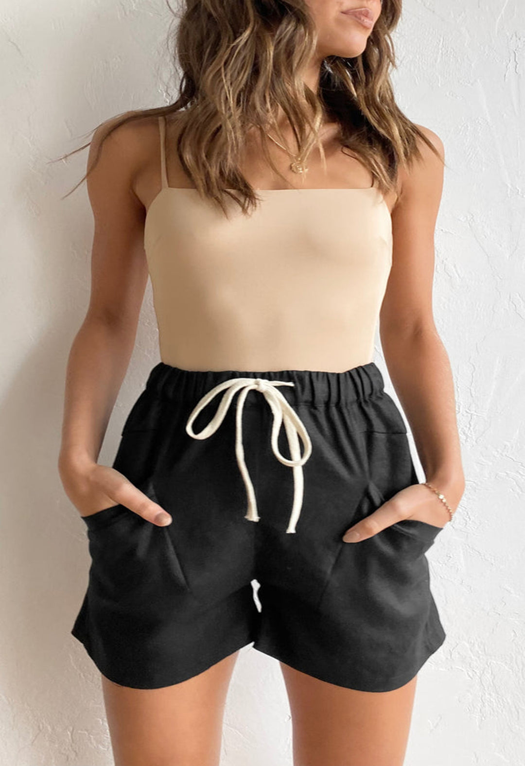 Dame Lettere Fritidsshorts med justerbar snor og sidelommer Stilla