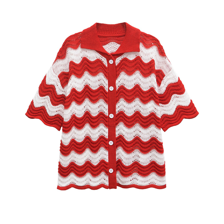 Femme Bølge mønster Strik cardigan Stilla