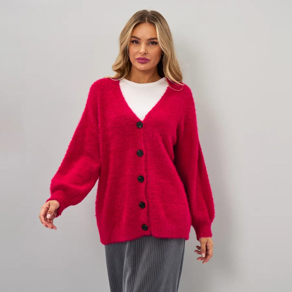 Kvinders hyggelige cardigan med asymmetrisk snit og knaplukning Stilla