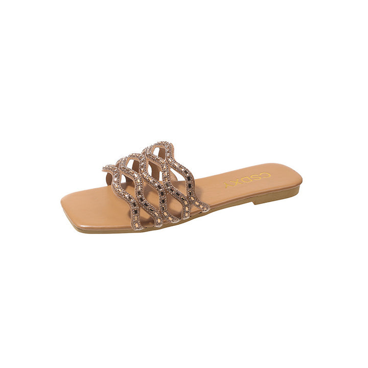 Dame Glamourøse Slide-Sandaler med funklerende Strassdekorationer og komfortabel sål Stilla