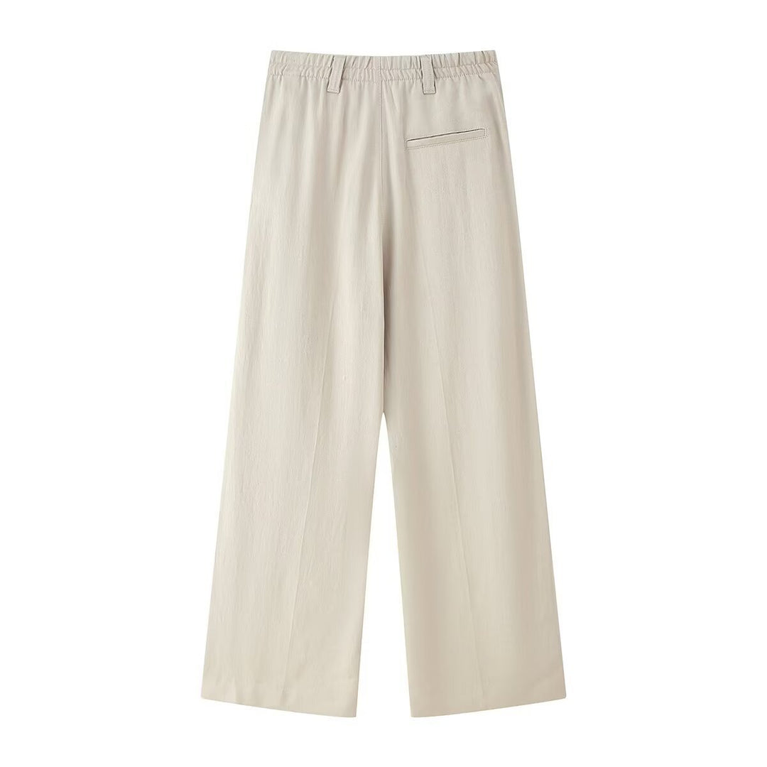 Dame bred High-Waist Bukser med elegant folder og komfortabel pasform Skovae