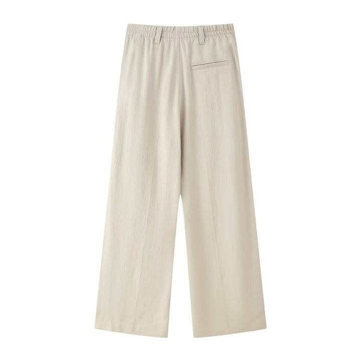 Dame bred High-Waist Bukser med elegant folder og komfortabel pasform Skovae