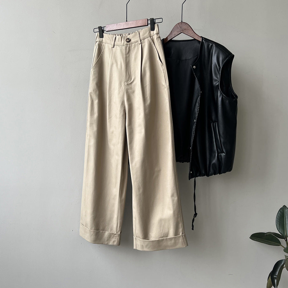 Dame bred Culotte-bukser med høj talje og elegante plissé-detaljer Stilla