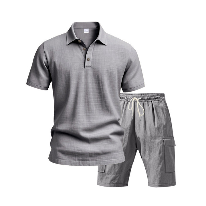 Herrer Polo- og Shorts-sæt i åndbart materiale med komfortabel pasform Stilla