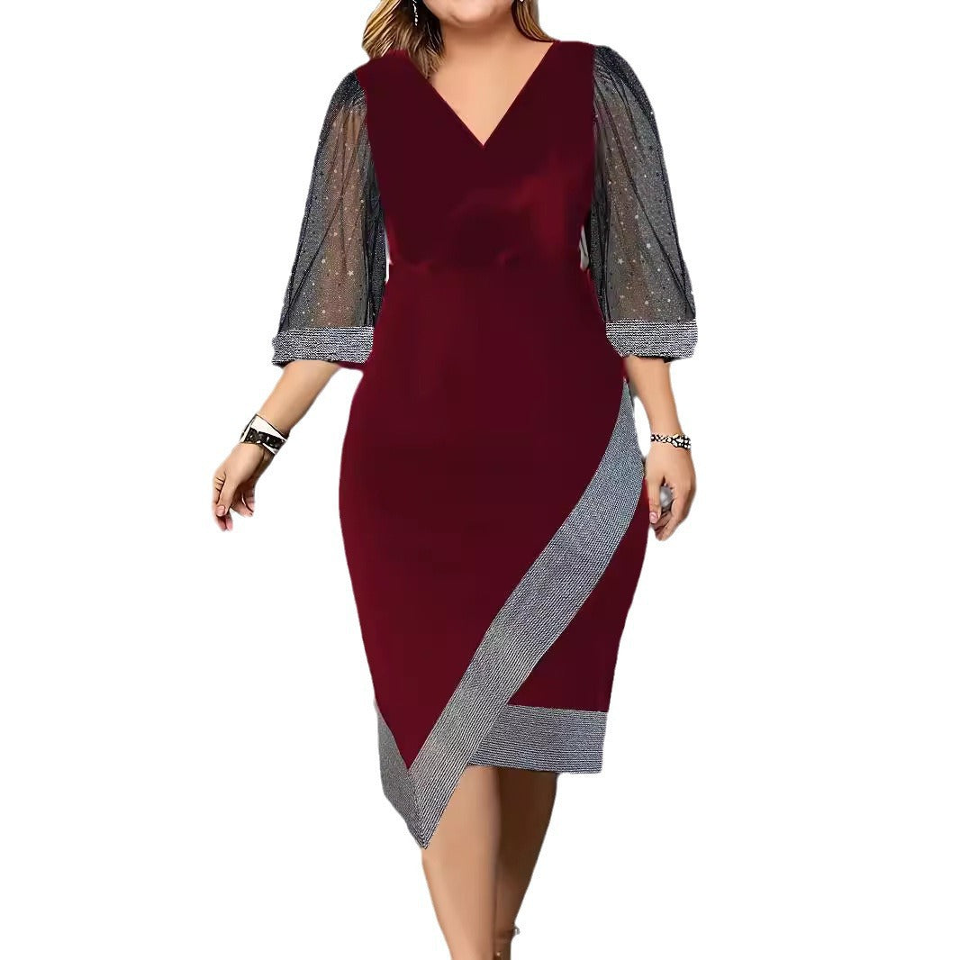Kvinder elegant aftenkjole med transparente ærmer Stilla