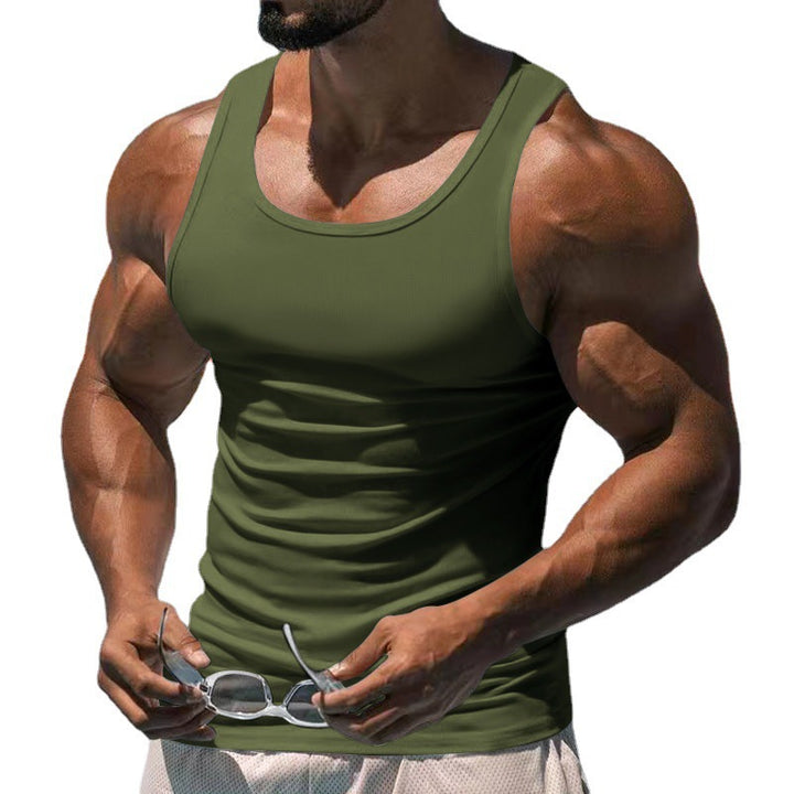 Herren nan figurbetonet funktionelt tanktop med høj armudskæring og stretch jersey Skovae