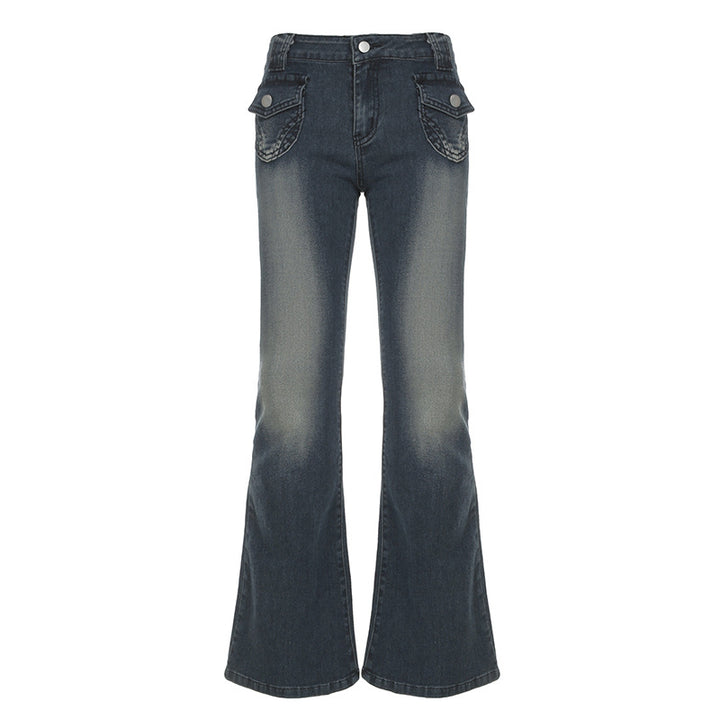 Dame Flared Jeans i klassisk snit med dekorative lommer Skovae