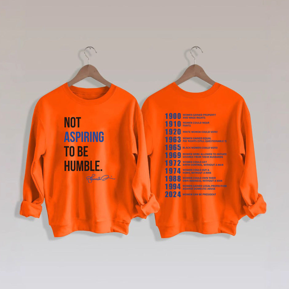 Kvinders sweatshirts med inspirerende tekst og historisk motiv Stilla