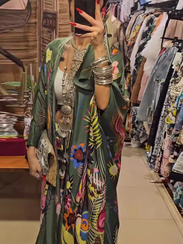 Dame kimono med blomster mønstre Stilla