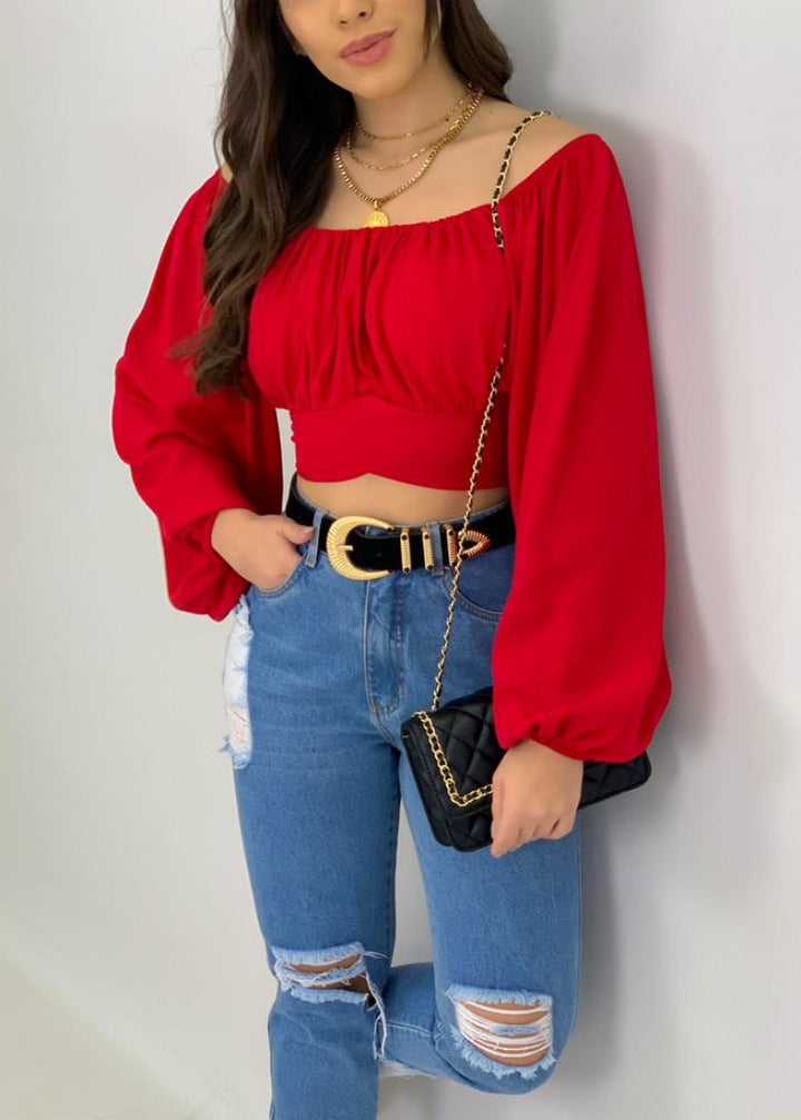 Damer Off-Shoulder Bluse med voluminøse ærmer Stilla