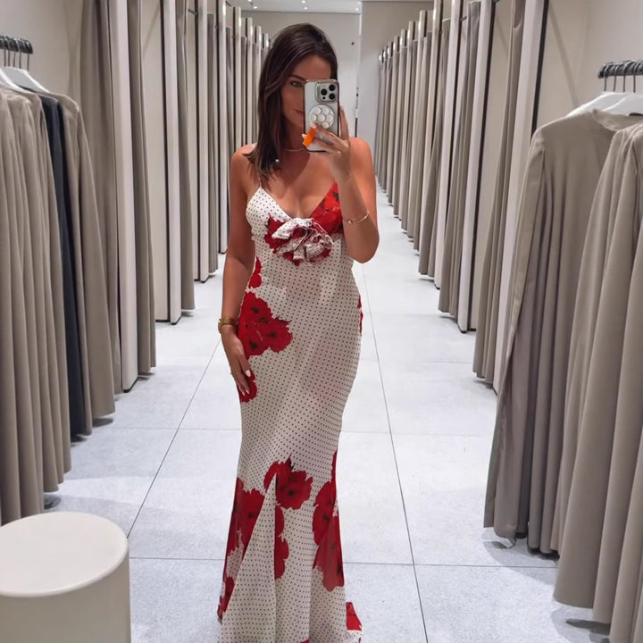 Femme Floral Print Slip Kjole med justerbare stropper Stilla