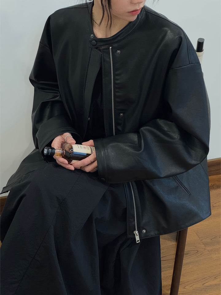 Dame oversized læderjakke med moderne snit Stilla
