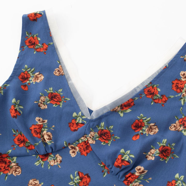Dame Maxi-kjole med legende blomsterdesign og elegant V-udskæring Stilla