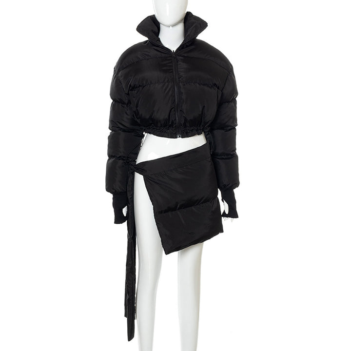 Femme Croppet Puffer-jakke med asymmetrisk design Stilla