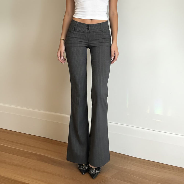 Dame Flared Jeans med moderigtigt stribemønster og høj talje Skovae
