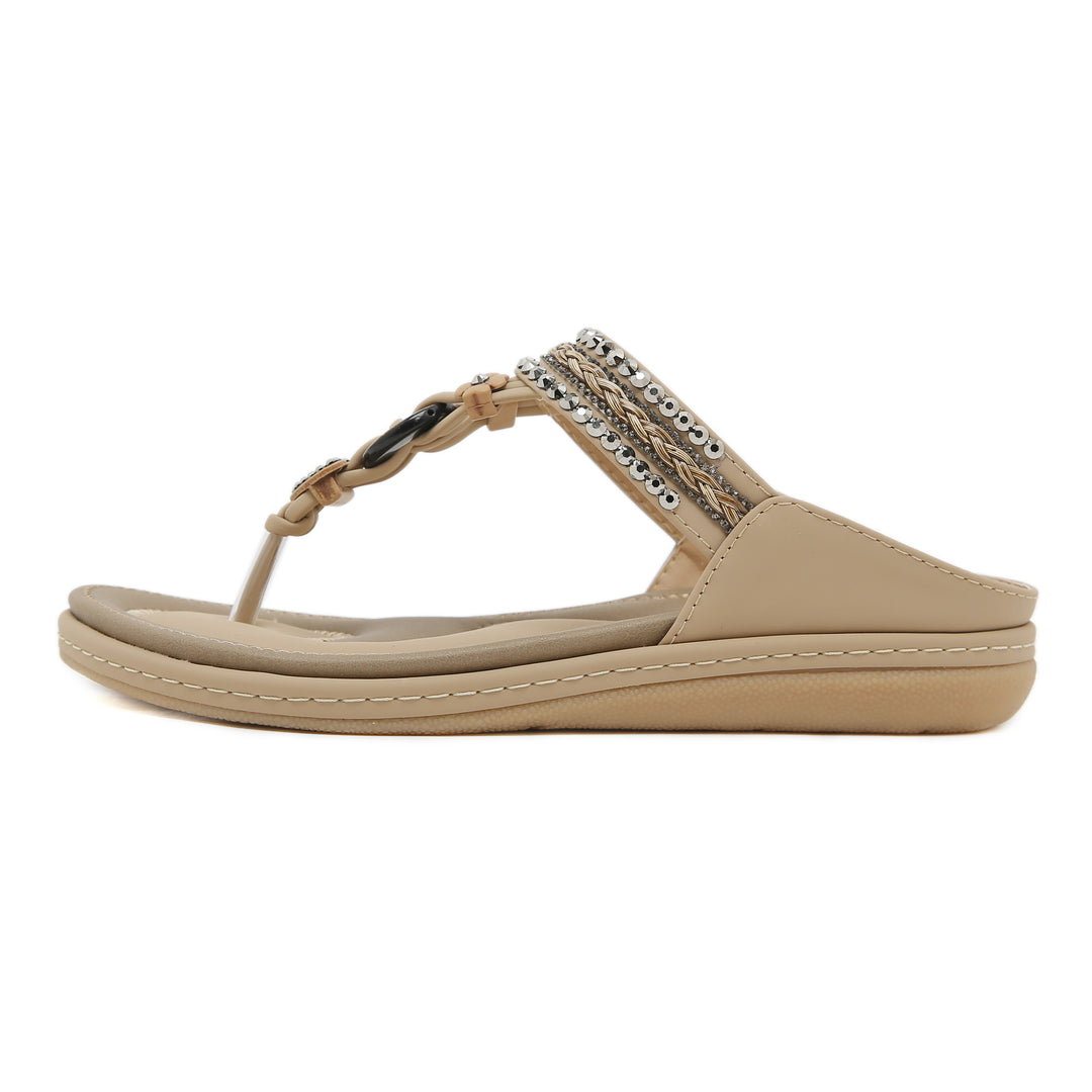 Dame flip-flops med glamourøse udsmykninger og komfortabelt fodseng Stilla