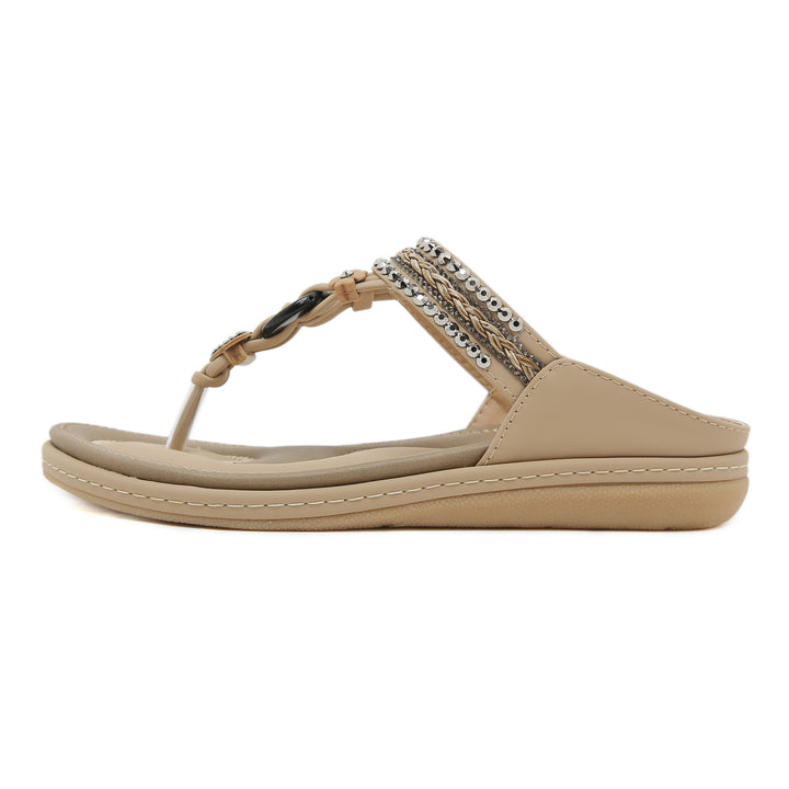 Dame flip-flops med glamourøse udsmykninger og komfortabelt fodseng Stilla