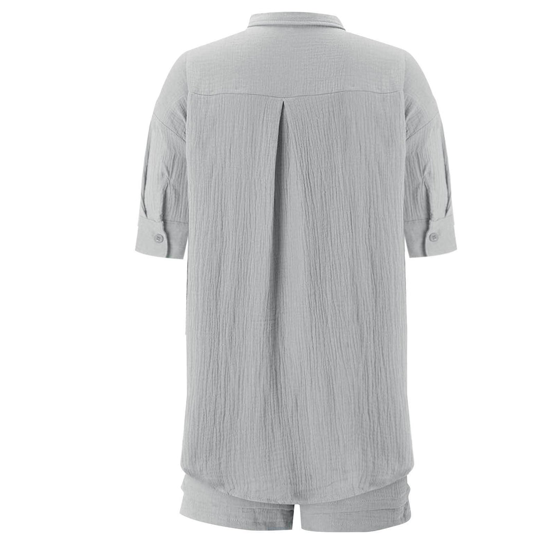 Dame afslappet sæt med kortærmet top og shorts lavet af let bomuldsstof Stilla