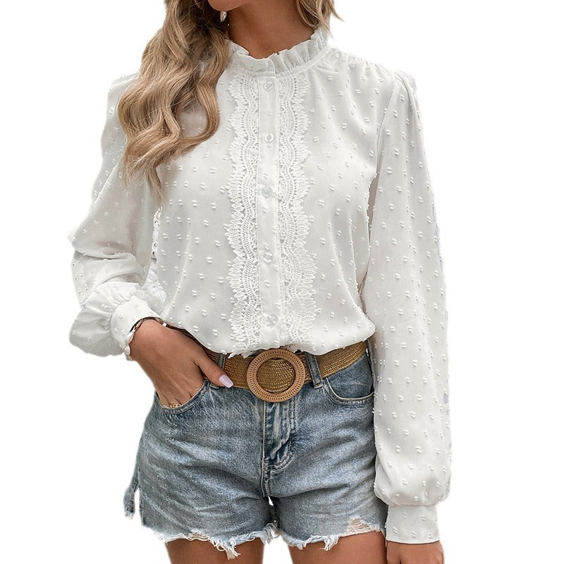 Damebluse med spidsedetalje Stilla