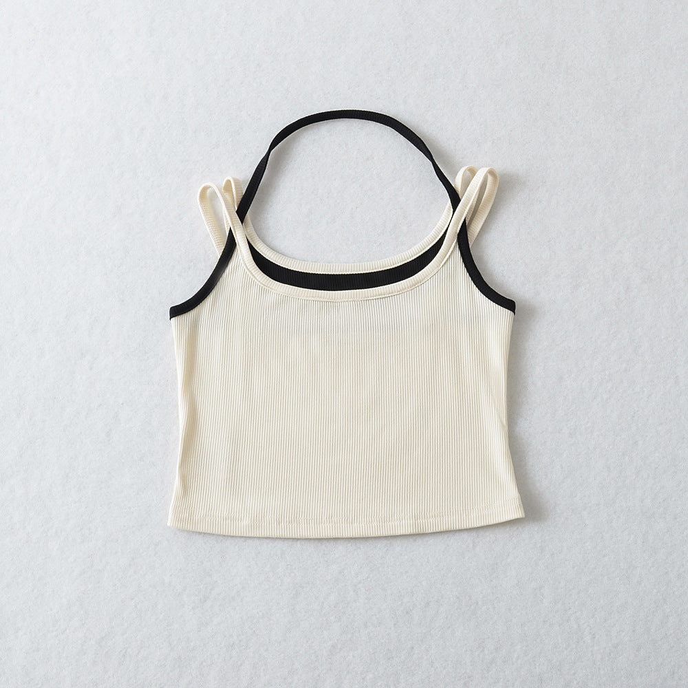 Damer sporty cropped top med raffinerede stropdesigns og elastisk stof Stilla