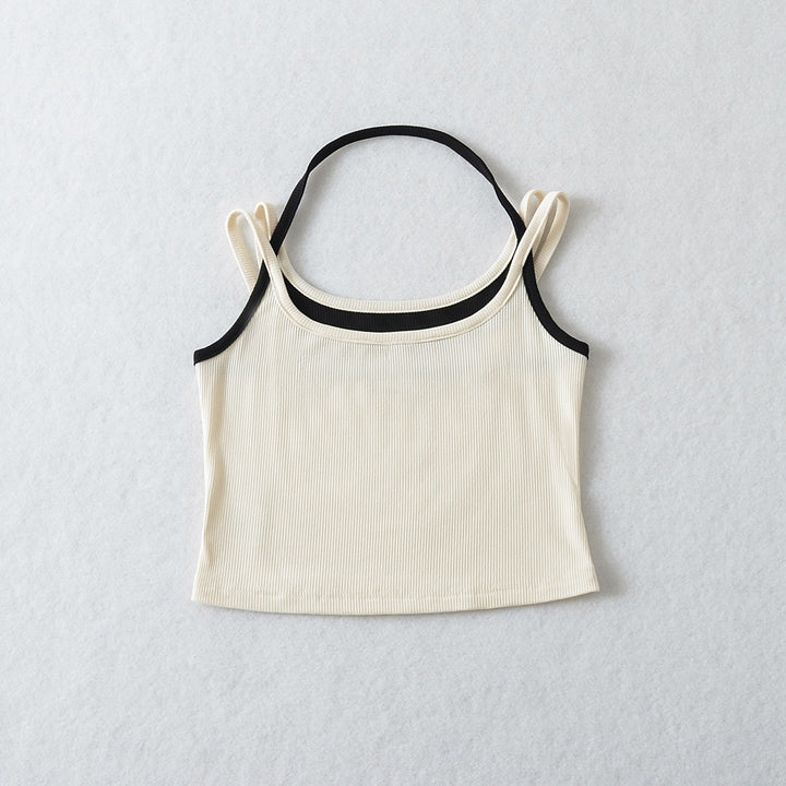 Damer sporty cropped top med raffinerede stropdesigns og elastisk stof Stilla