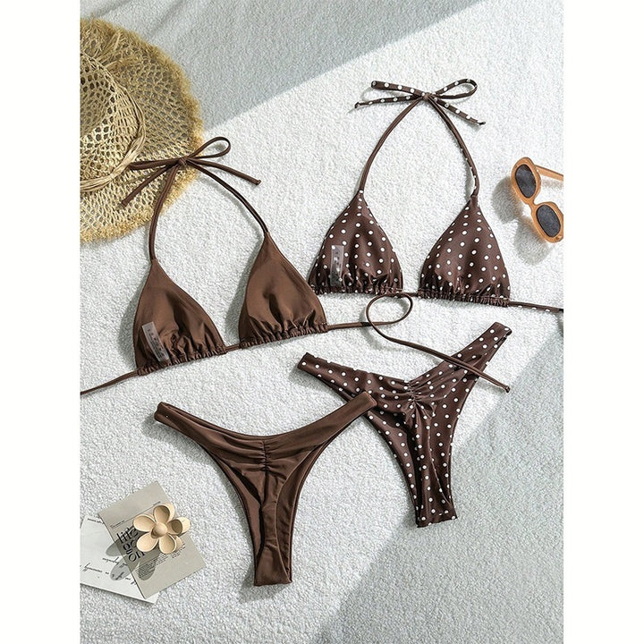 Dame Triangel-Bikini-sæt med raffinerede detaljer Skovae