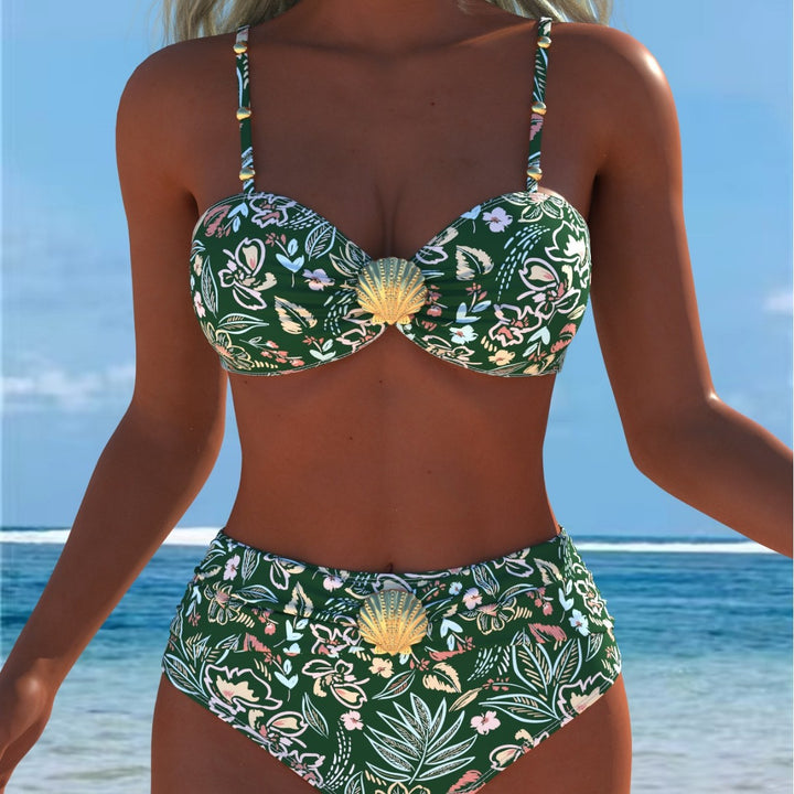 Dame bikini-sæt med elegant balconette-top og højt skårne badebukser Skovae