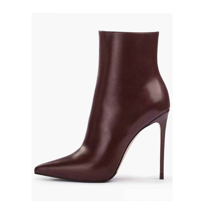 Femme Spidsesko-Ankel-Stiletto-Boots med skulptureret hældetalje Stilla