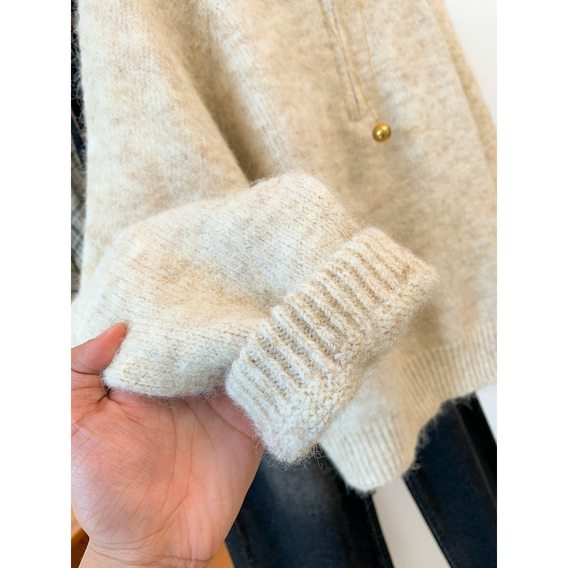 Kvinders hyggelige hoodie med halv lynlås og kengurulomme Stilla