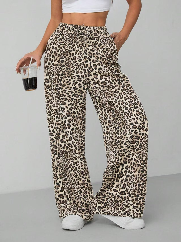 Dame Relaxed Fit Leopardmønster Palazzo Bukser Stilla