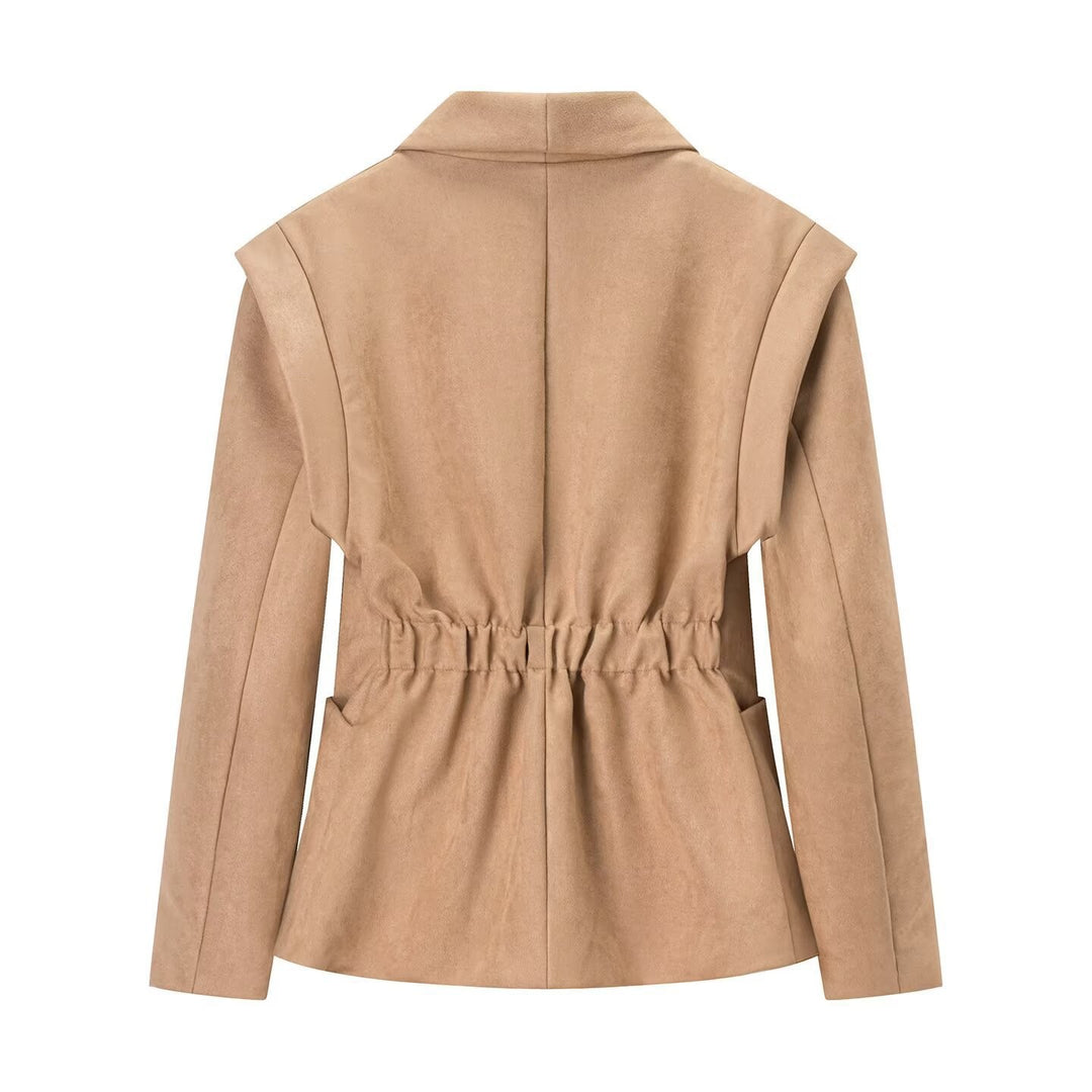 Kvindernes fashionable blazerjakke lavet af blødt suede imitation Stilla