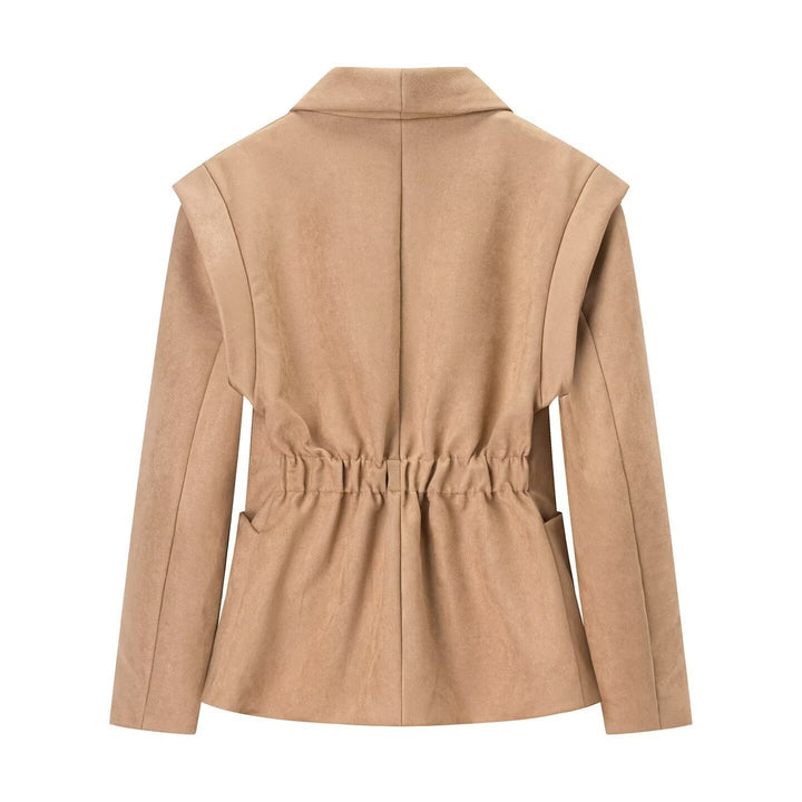 Kvindernes fashionable blazerjakke lavet af blødt suede imitation Stilla