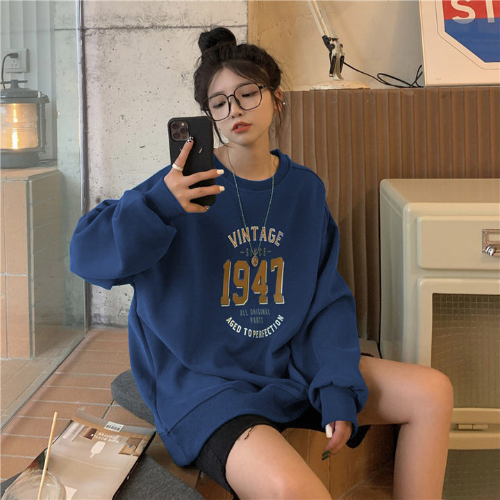 Dame Casual Oversized Sweatshirt med Vintage Print Skovae