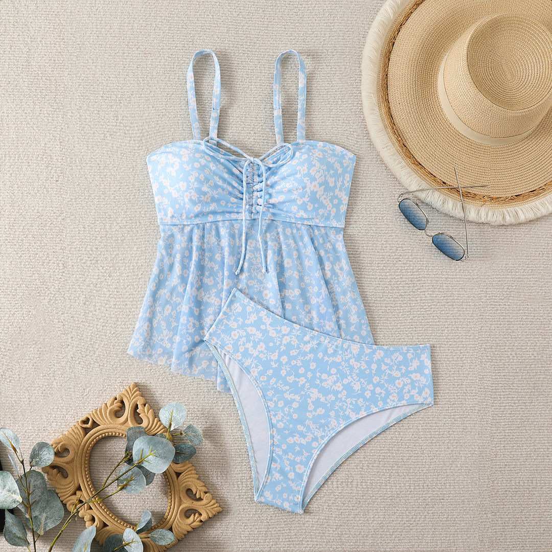 Dame let taljeret tankini med blomsterdesign Skovae