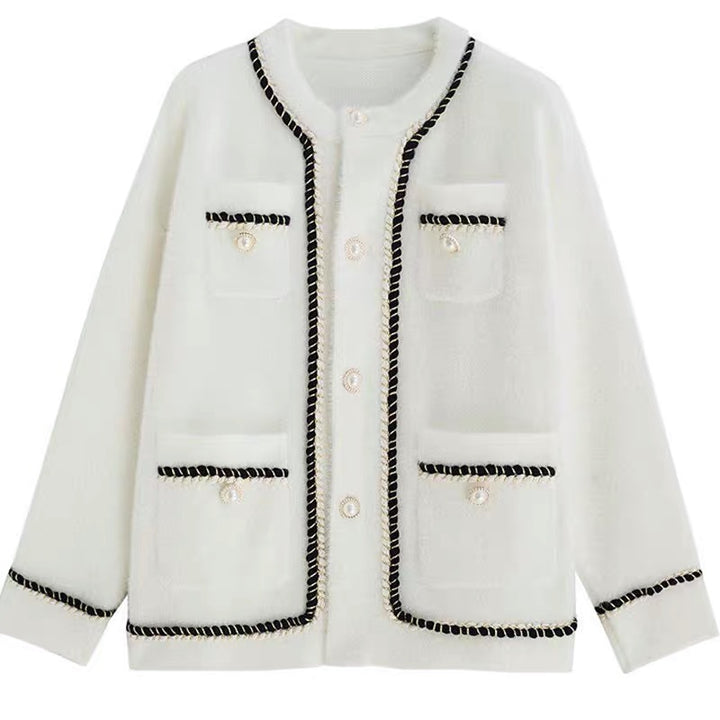 Kvindernes elegante cardigan med kontrasterende detaljer og lommer Stilla