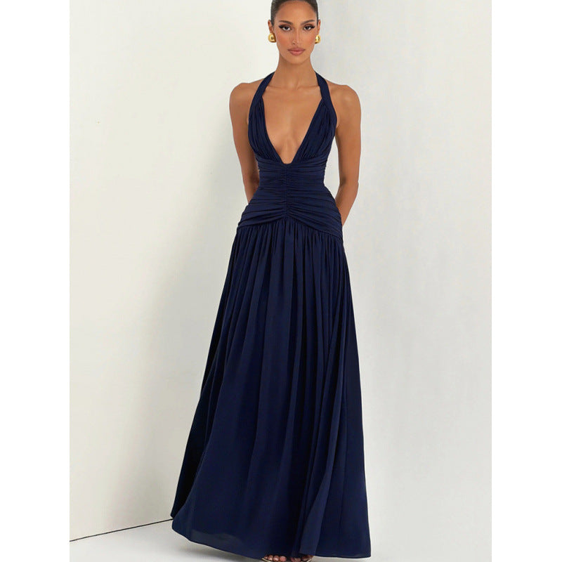 Damen Maxikleid mit raffiniertem Wickeldesign und elegantem Taillenbund Skovae
