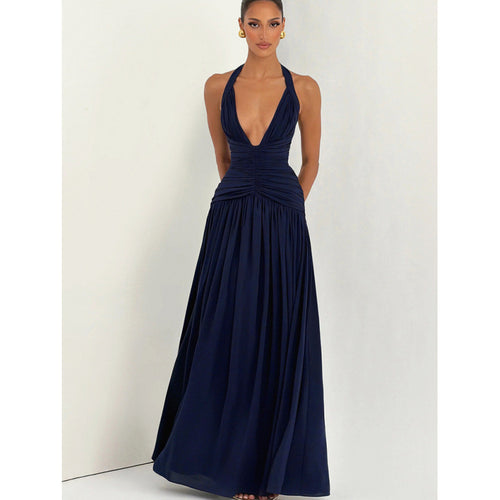 Damen Maxikleid mit raffiniertem Wickeldesign und elegantem Taillenbund Skovae