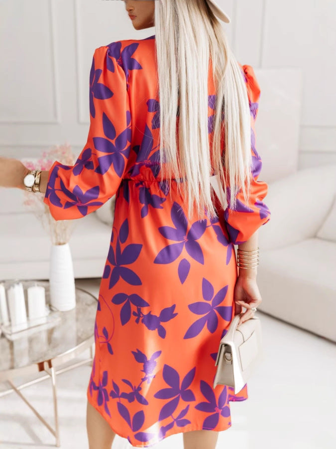 Dame maxikjole i floral design Stilla