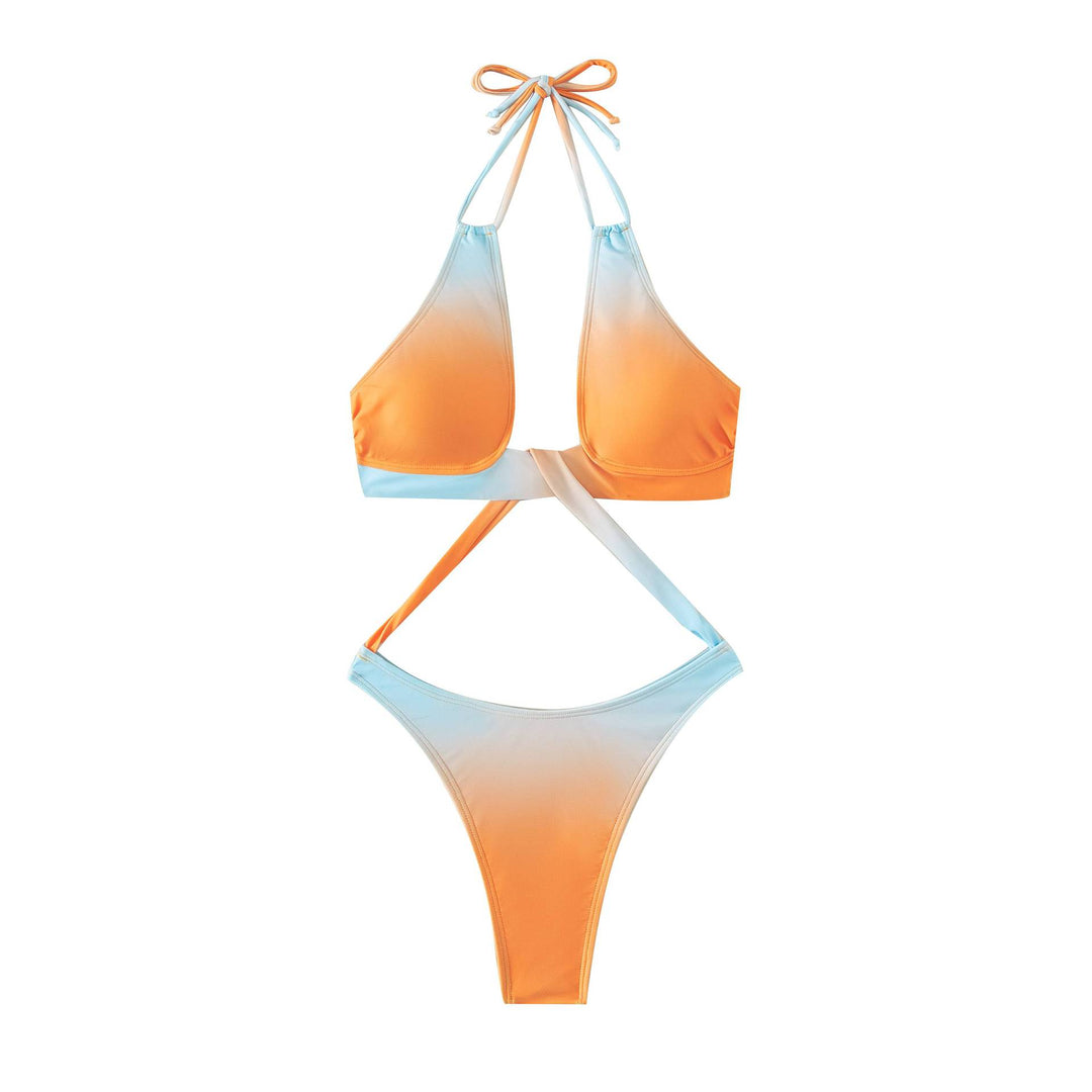 Damebikini med spændende indpakningsdesign og høj benudskæring Stilla