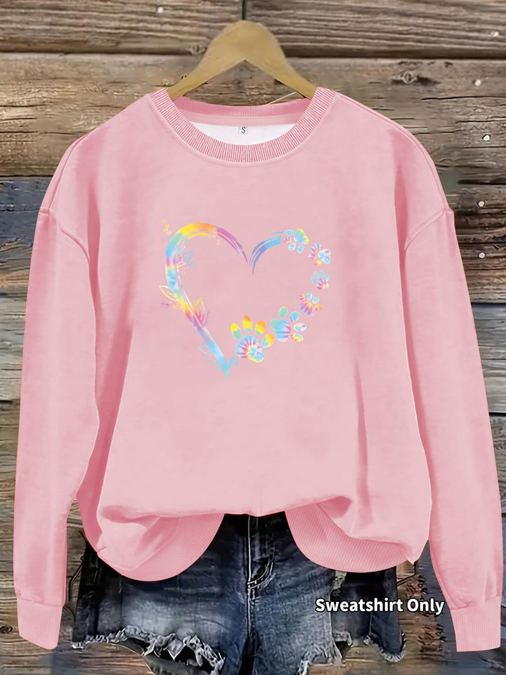Kvinders sweatshirts med blomsterhjerte design og behagelig pasform Stilla