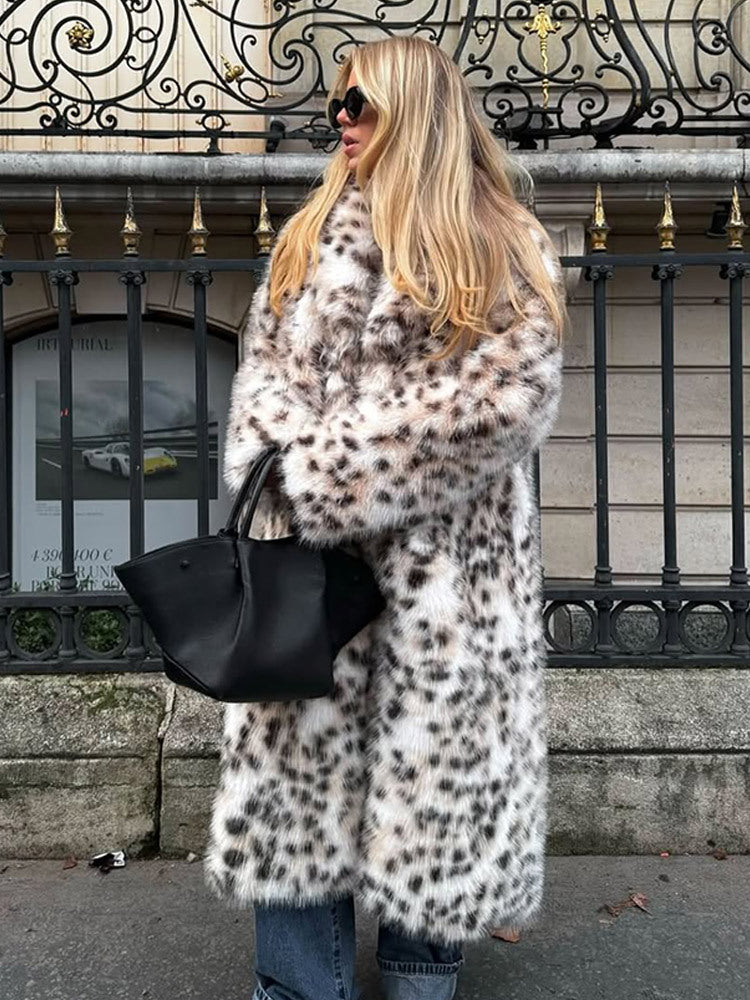 Dame Künst pelsfrakke med elegant leopardmønster Stilla
