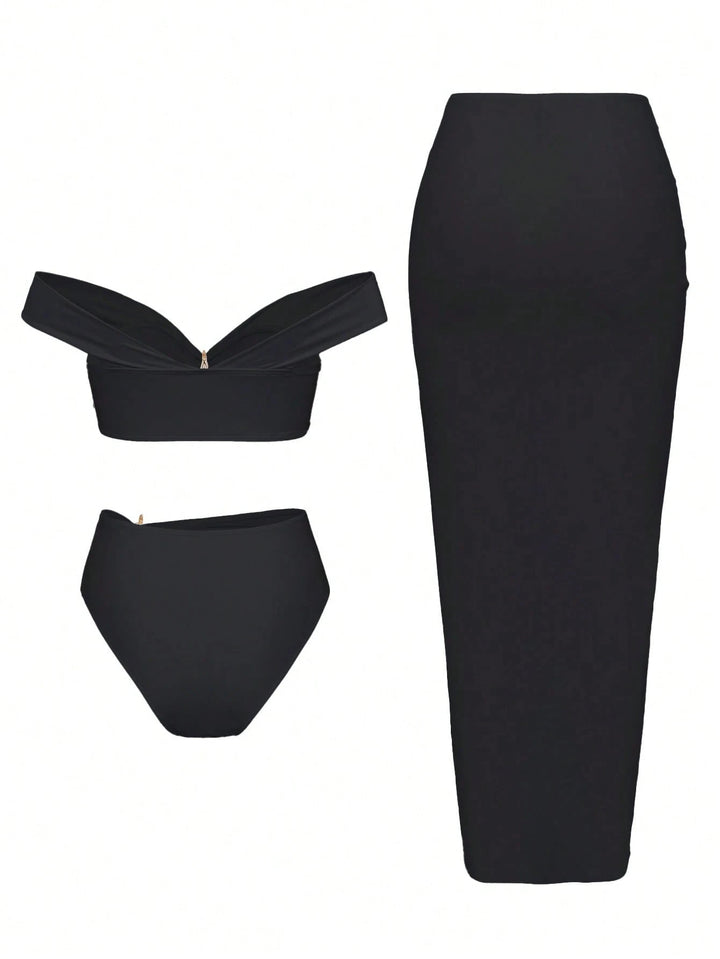 Dame Elegant Bikinisæt med Wickelrock Skovae