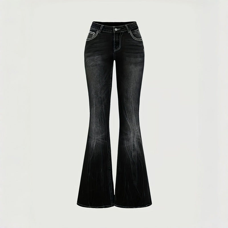 Dame Bootcut Jeans med kunstnerisk broderi Skovae